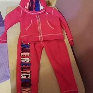 Girls true religion sweatsuit hot pink